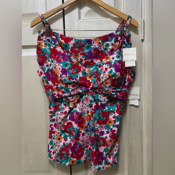 Raisins Curve Trendy Pl Sz 16W Two pices Swimsuit Ares Tankini&Keoria Bottom Red - Picture 2 of 14